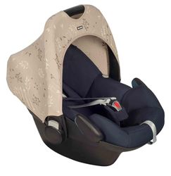 Originele Dooky Hoody zonnekap voor babyzitjes of kinderwagens (design: Romantic Bladeren Beige, incl. UV-bescherming 40+, leeftijdsgroep 0+, universeel geschikt voor de meeste merken) beige