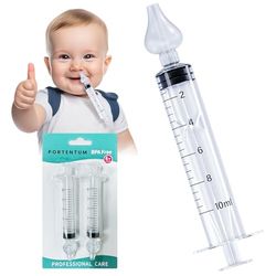 PORTENTUM Lot de 2 mouches bébé seringue nasale 10 ml Petipeton-Nettoyeur de nez-De Haute Qualité-Dispositif de rinçage-irrigation nasale - Sans BPA et Sans Phtalate