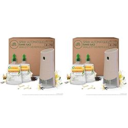 Air Wick Désodorisant Maison Spray Automatique Sans Gaz Active Fresh - 1 Diffuseur + 2 Recharges Parfum Vanille & Chèvrefeuille (Lot de 2)