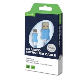 Semplicemente ICMC06 Intrecciato Blu Classic Cavo Micro USB, Micro USB a USB Cavo Lungo 1.5 m, Compatibile con Samsung e Altri dispositivi Android, Ricarica e sincronizzazione, Estremamente Durevole