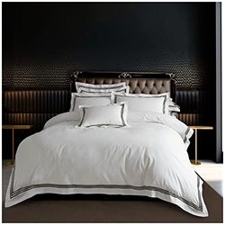 GC GAVENO CAVAILIA Devore Housse de Couette de Luxe Unie en Polycoton rayé, Polyester, Blanc/Noir, King