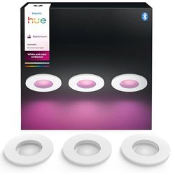 Philips Hue White & Color Ambiance Xamento, Faretto LED Smart da incasso, luce da bagno dimmerabile, controllo intelligente della luce tramite voce e app, bianco, pack da 3