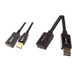 Amazon Basics USB 3.0 A-Male to A-Female Extension Cable 3 m / 9.8 Feet & USB 2.0 A-Male to A-Female Extension Cable 1 m / 3.3 Feet