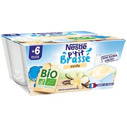 Nestlé Bébé - P'Tit Brassé Bio - Vanille - Laitage dès 6 Mois - 4X90g