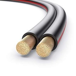 PureLink Högtalarkabel boxkabel OFC 2 x 4,00 mm² 0,20 mm, 50,0 m, kopparkabel av ren koppar för HiFi-volymboxning, subwoofer, ljudkabel med polaritetsmärkning, svart
