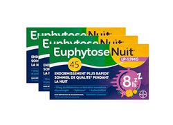 EuphytoseNuit® LP 1,9mg - Complément alimentaire adulte - Mélatonine 1,9mg - Libération prolongée 8H - Valériane : Nuit complète de sommeil - 3 Packs 15 comprimés - 45 Nuits - Fabriqué en France