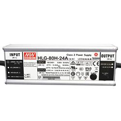 HLG-80H-24A: MEAN WELL LED-voeding 80W, 24V, IP65, spanning & stroom instelbaar (24V 80W)