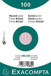 Exacompta - Ref 10832X - Bristol Lined Record Cards (Pack of 100) - 100 x 150mm in Size, 205gsm Card, Compatible with Printers - Suitable for Exam Revision & Notes - Pink