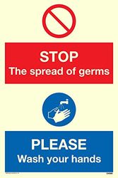 STOP germs PLEASE wash your hands sign - Vinyl Photoluminescent sticker