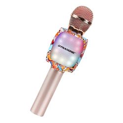 DYNASONIC Micrófono Karaoke Bluetooth, Juguetes para niños y niña Microfono Inalámbrico Karaoke Portátil con Luces LED para Niños, Regalos Originales niños (DM-05 Dorado)