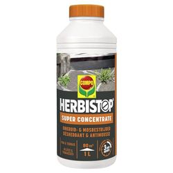 Herbistop Super Pad & Terras, geconcentreerde onkruid- en mosbestrijder, eerste resultaten zichtbaar na 3 uur, fles 1 l voor 80 m²