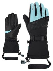 Ziener KALICE - Guanti da sci da donna, impermeabili, lunghi, colore nero, blu fiume