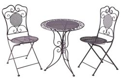 ISABELLE - SET 1/3 TABLE WITH TWO GREY CHAIRS