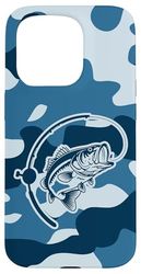 Stile mimetico basso per pesca mimetica amante dei pescatori di fiume Custodia per iPhone 15 Pro