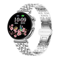Knauermann Neo 2 (2025) - Plata Redonda - Reloj de Salud Smartwatch - ECG - Función HRV - Bluetooth BT - Apnea del Sueño - Presión Arterial - Pulsera de eslabones (Acero Inoxidable) - Herramienta,