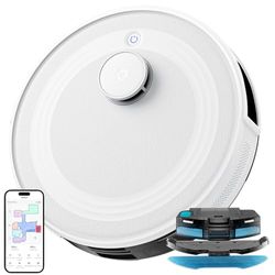 Lefant M2 Robot Aspirateur Laveur avec Cartographie, Aspiration de 5500Pa, Navigation Laser, Technologie d'évitement PSD, Nettoyage Personnalisé, Autonomie de 240 Minutes, Contrôle Via APP/Alexa/WiFi