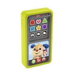 Fisher-Price Ríe y Aprende Smartphone desliza y aprende, Teléfono de Juguete de Aprendizaje con Sonidos, bebés +9 Meses, versión español + portugués + Italiano + inglés (HNL45)