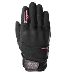 Furygan Jet Lady All Seasons D3O Evo - Gants de Moto Femme- Paume 100% Cuir - Tactile - Confort - Respirant & Léger, Noir-Rose