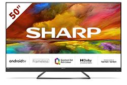 Sharp Quantum Dot 50EQ3EA - 50" TV Android 4k Ultra HD (4X HDMI 2.1, 2X USB, Bluetooth), Dolby Vision, Dolby Atmos, Assistente Google, Chromecast, Altoparlanti Premium Harman/Kardon 2x15W, nero