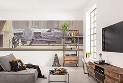 Komar 4-4112 fotobehang Classic RMQ Millenium Falcon-grootte 368 x 127 cm (breedte x hoogte), ruimteschip, Star Wars 9, Skywalker, behang, muurdecoratie, decoratie 4-4112, bont