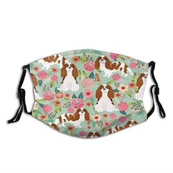 fenrris65 Knight Charles King Hound Flower Men'S And Women'S Portable Washable Reusable Adult Headband Cotton Face Warmer To Protect The Outdoors
