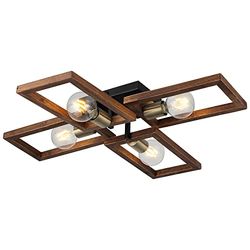 Homemania Lampe à plafond, métal, or, noir, bois