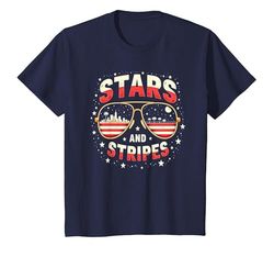 Stars, Stripes, and Sunglasses T-Shirt, Kids, Navy, 8 Years
