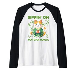 Divertidos bebedores de té Matcha Magic Cute Matcha Camiseta Manga Raglan