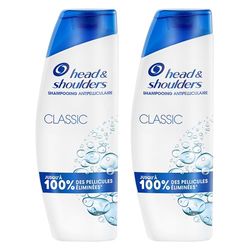 Head & Shoulders Classic Shampoing Antipelliculaire 2x330ml; Usage Quotidien; Jusqu'à 100% des Pellicules Éliminées, Cliniquement Prouvé; Tous Types de Cheveux et de Cuir Chevelu