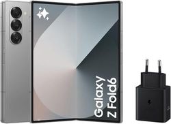 Samsung Galaxy Z Fold6 256 GB + Cargador - Teléfono Móvil con IA, Smartphone Android Libre, Cámara 50 MP, Pantalla Grande, Batería de Larga Duración, Gris (Versión Española)