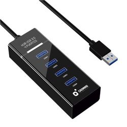 Cromad USB 3.0 Cable - Length 30 cm - Transfer Speed 5 Gbps - 4 Ports - No Installation Required - Compatible with All Operating Systems - Black Brand