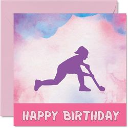 Sport Birthday Cards for Women Girls - Hockey Girls in Sport - Hockey Player Birthday Card for Friend Sister Daughter Niece Teammate, 145mm Athlete Greeting Cards