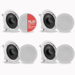 Pyle Altifalantes embutidos, Bluetooth, teto, parede, 6,5", 200 W, 2 vias, grelhas redondas e quadradas intercambiáveis, estéreo