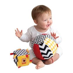 magdum SET 2 PCS Cube D'activité Bébé et Balle Bebe - Jouet Montessori Bebe 6-12 Mois - Cube A Empiler Bebe - Cube Montessori - Jeux Eveil Bebe 6 Mois - Cube Bebe - Jouet De Dentition Pour Bébé