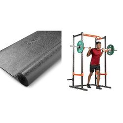 Sunny Health & Fitness Power Zone Strength Rack Power Cage - 455 KG Weight Capacity – SF-XF9925 + Treadmill Mat -Medium - NO. 074-M , Black