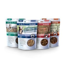 Chewies Lucky Bits Probeerpakket Volwassen Hondensnoepjes Mix - Hondenlekkernijen graanvrij & Zacht met veel eiwitten en superfoods zonder suiker met Starss, Paard, Hert & Rivierbaars (4 x 100 g)