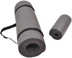 BalanceFrom GoYoga+ All-Purpose 1/2-Inch Extra Dikke Hoge Dichtheid Anti-Scheur Oefening Yogamat en Kniebeschermer met Draagriem (Grijs)