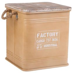 Alexandra House Living Sgabello Marrone Metallo Corda Legno di Abete 36 x 36 x 39 cm