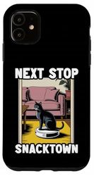 Next Stop Snacktown Robot Vacuum Cleaner Funny Cat Case for iPhone 11