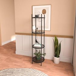 Stijlvolle zwarte boekenplank, 150 cm hoogte, 42 cm breedte, 100% getemperd glas, 4 mm dik, stevige metalen poten, modern design voor thuis en op kantoor
