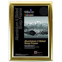 Stewart Superior Cadre photo en aluminium A1 4 côtés 25 mm à chargement frontal Finition dorée polie