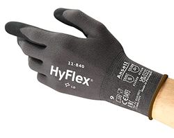 Ansell Hyflex 11-840VP Guantes de Trabajo de Seguridad, Protección Mecánica, Talla 6 (XS), Negro (1 Par)