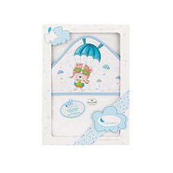 Interbaby 01228-11 Cape de Bain Con Capuche Paracaidista Blanc/Bleu