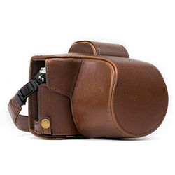 Megagear Mg994, Custodia In Finta Pelle Con Tracolla Per Fotocamera Olympus Om-D E-M10 Mark Ii, E-M10 (14-42Mm) Ever Ready, Marrone Scuro