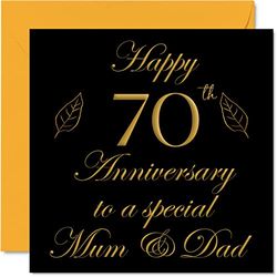 Special Platinum Anniversary Card for Dad Mum Parents - Special Mum & Dad - Happy 70th Wedding Anniversary Cards from Son Daughter Family, 145mm x 145mm Greeting Cards for Seventieth Anniversaries