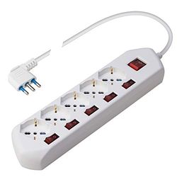 Poly Pool PP2509 Multiswitch – Extensão com 5 tomadas Pluristandard (16 A+10 A+schuko) – 5 interruptores individuais para cada tomada, cabo de alimentação de 1,5 m, tomada poupança de espaço 16 A 2