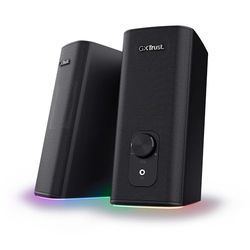 Trust Gaming GXT 612 Cetic Bluetooth Speaker Set 2.0, Wireless PC Speakers with RGB Lights, 18W (10W RMS), 76% Recycled Plastic, USB Powered Stereo Computer Speakers for Desktop/Laptop - Black