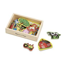 Melissa & Doug Gioco Calamite Bambini Animali da Fattoria, Magneti bambini, Giochi in legno Magnetici per Bambini, Giochi educativi 2 anni, Regalo per Bimba e Bimbo dai 2 Anni in sù