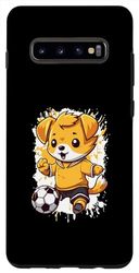 Carcasa para Galaxy S10+ Perro Golden Retriever jugando al fútbol | Mascota cómica