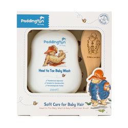 Paddington Baby - Soft Care for Baby Hair Gift Set - Head to Toe Baby Wash and Embossed Baby 1st Hair Brush - Award Winning